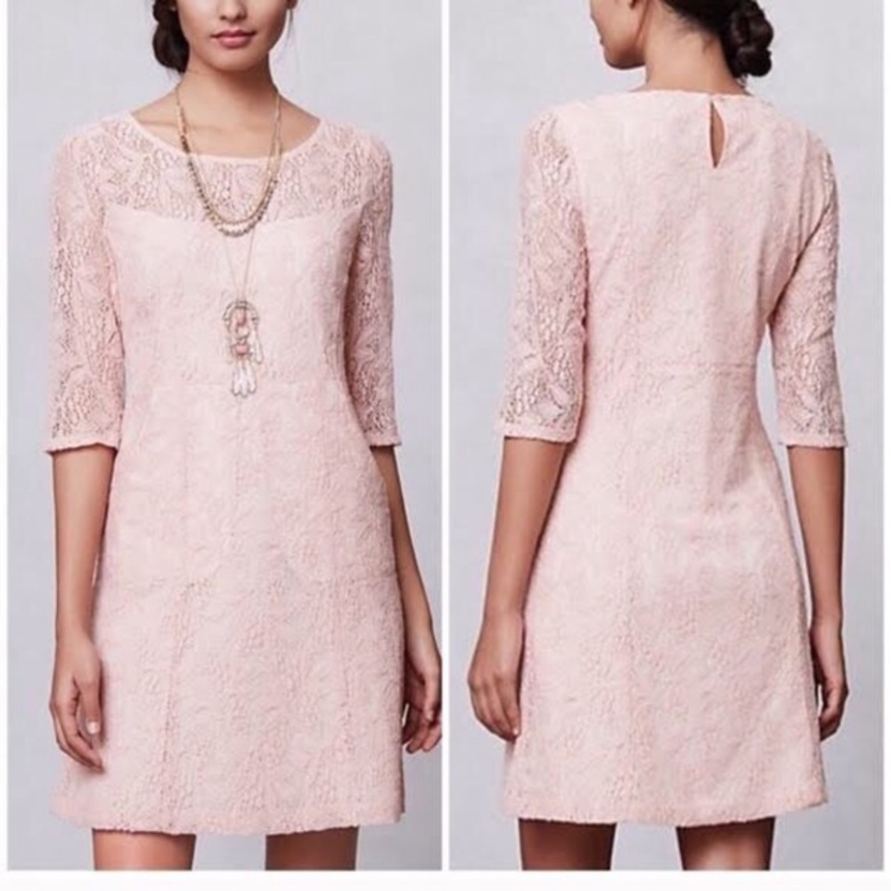 Anthropologie Maeve Pink Lace Dress - M